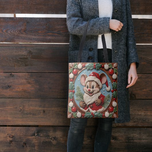 Excited Christmas Mouse Tote Bag トートバッグ