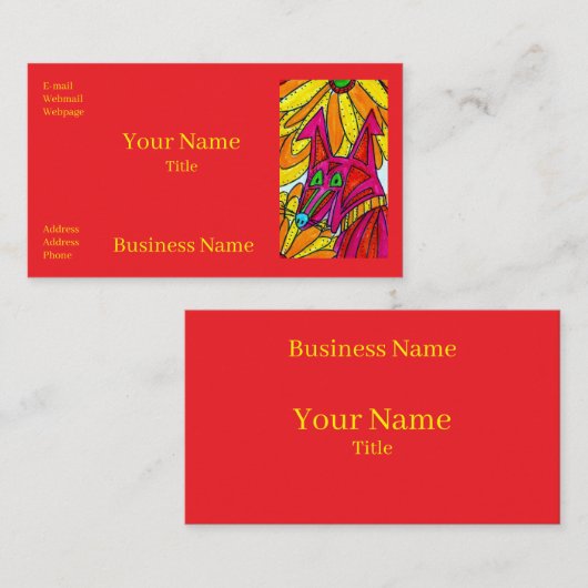Excited Colorful Dog Business Cards 名刺 (正面/裏面)