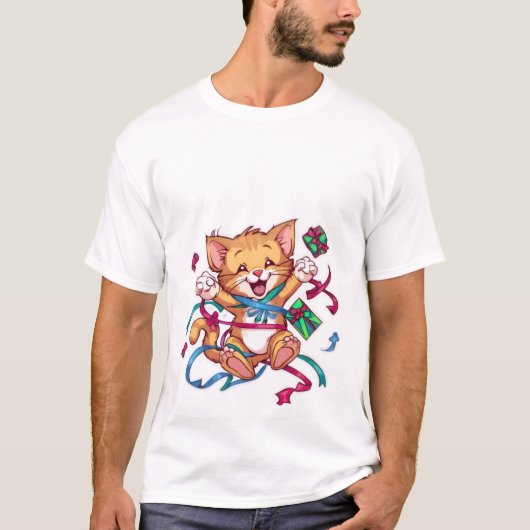 Excited Kawaii Ginger Cat Birthday Celebration✨🎉 Tシャツ (正面)