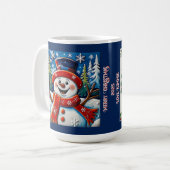 Excited Snowman Christmas Customizable  コーヒーマグカップ (正面左)