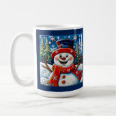 Excited Snowman Christmas Customizable  コーヒーマグカップ (左)