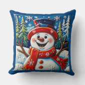 Excited Snowman Throw Pillow クッション (正面)