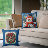Excited Snowman Throw Pillow クッション