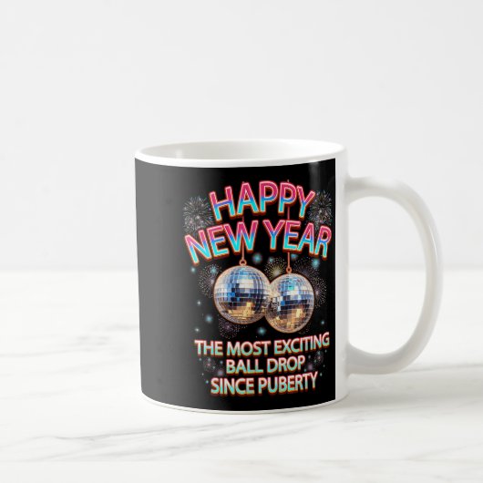 Exciting Ball Drop Since-puberty Happy New Year Di コーヒーマグカップ (右)