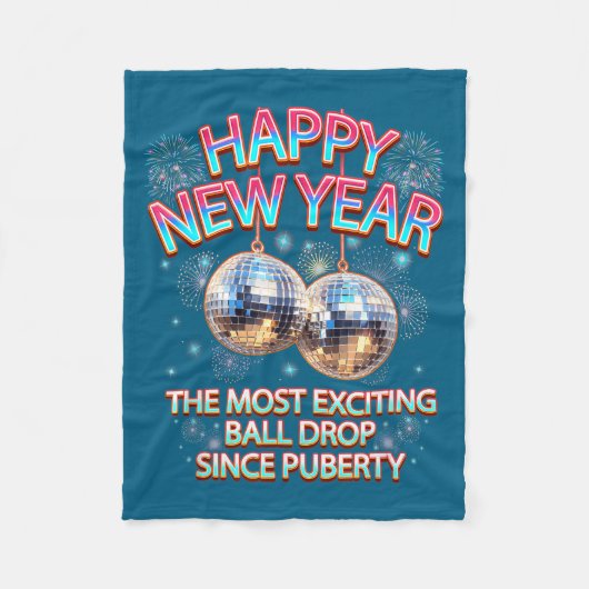 Exciting Ball Drop Since-puberty Happy New Year Di フリースブランケット (正面)