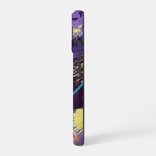 Exciting blue, purple, and gold abstract art iPhone 16ケース (左側面)