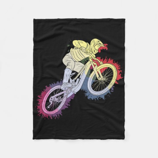 Exciting Mountain Biking フリースブランケット (正面)