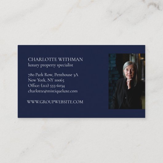 Exclusive Real Estate Property photo Luxury agent 名刺 (裏面)