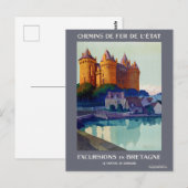 Excursions en Bretagne France Vintage Poster 1923 ポストカード (正面/裏面)