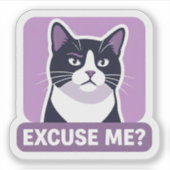 Excuse Me? Cat Meme – Sassy Funny Cat Illustration シール (正面)