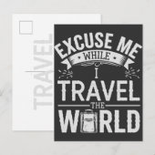 Excuse-Me While I Travel The World Funny Tourism シーズンポストカード (正面/裏面)