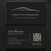 Executive Car Service QR Code Black & Gold 名刺