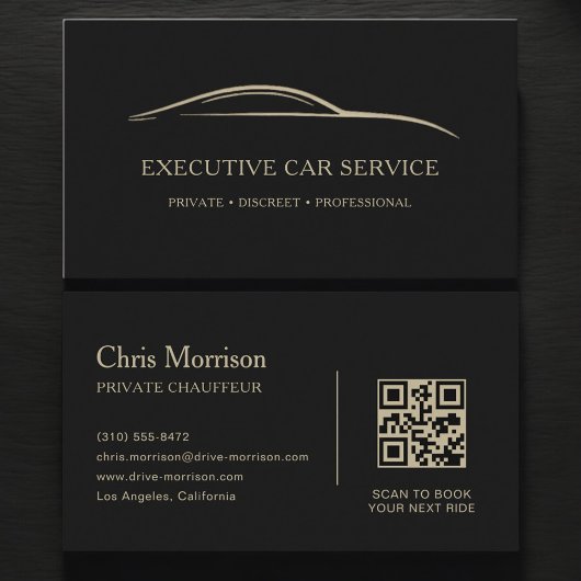 Executive Car Service QR Code Black & Gold 名刺