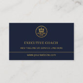 Executive Coach Blue Gold Logo QR Code 名刺 (正面)