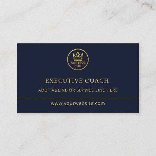 Executive Coach Blue Gold Logo QR Code 名刺 (正面)