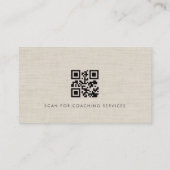 Executive Coach Luxury Neutral Linen QR Code 名刺 (裏面)