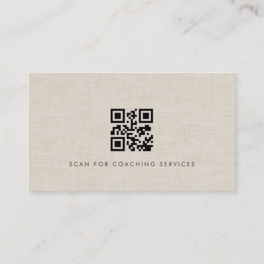 Executive Coach Luxury Neutral Linen QR Code 名刺 (裏面)
