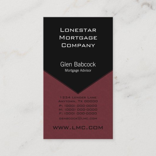 Executive Edge Business Card、Burgundy 名刺 (正面)