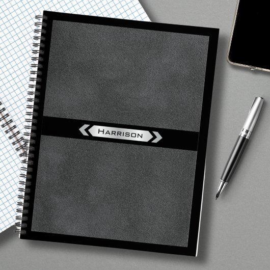 Executive Gray Black Monogram Journal Notebook ノートブック