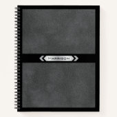 Executive Gray Black Monogram Journal Notebook ノートブック (正面)