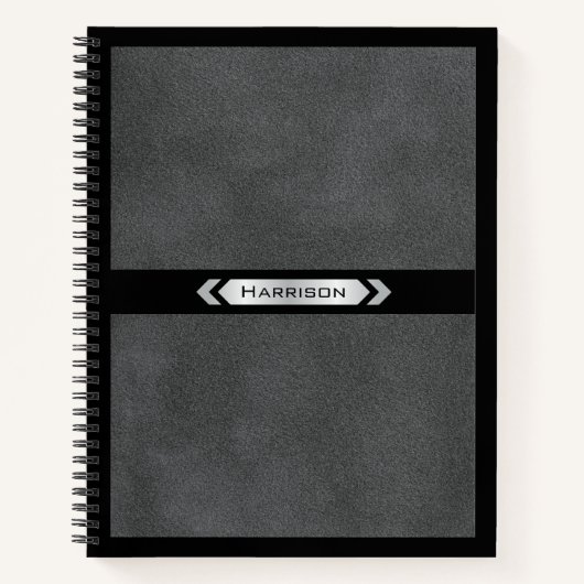 Executive Gray Black Monogram Journal Notebook ノートブック (正面)