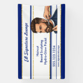 Executive Navy Blue & Gold Stripes Hairdresser  横断幕 (縦)