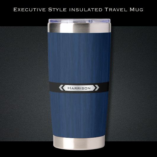 Executive Navy Blue Monogram Premium Travel Mug 保温保冷タンブラー