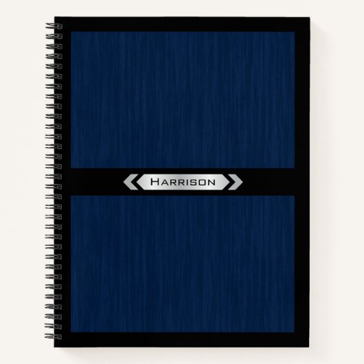 Executive Navy Blue Silver Professional Notebook ノートブック (正面)