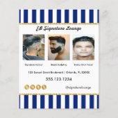 Executive Navy Blue Stripes, Gold & Barber Service チラシ (正面)