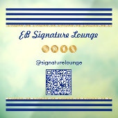 Executive Navy Blue Stripes & Gold QR Code ウィンドウサイン (シート3)