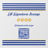 Executive Navy Blue Stripes & Gold QR Code ウィンドウサイン (シート)