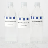 Executive Navy Blue Stripes & QR Code Office ペットボトルラベル (ボトル)