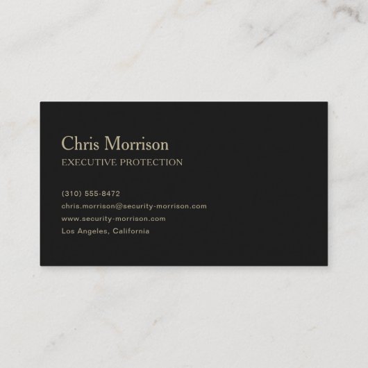 Executive Protection Bodyguard Black & Gold 名刺 (裏面)