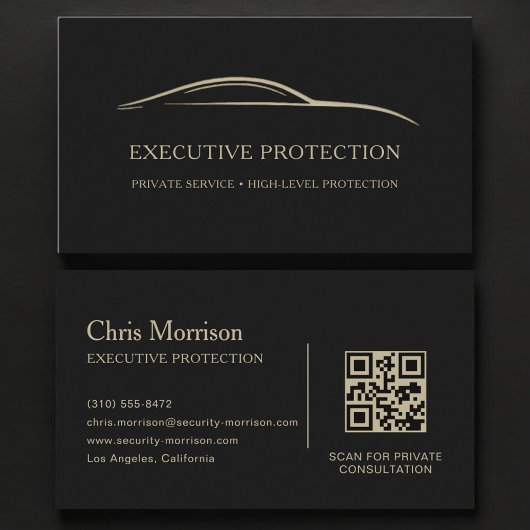Executive Protection QR Code Black & Gold 名刺