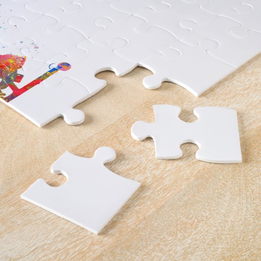 Exercise bike exercise in watercolor ジグソーパズル (側面)