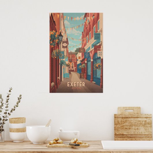 Exeter Devon Travel Poster ポスター (キッチン)