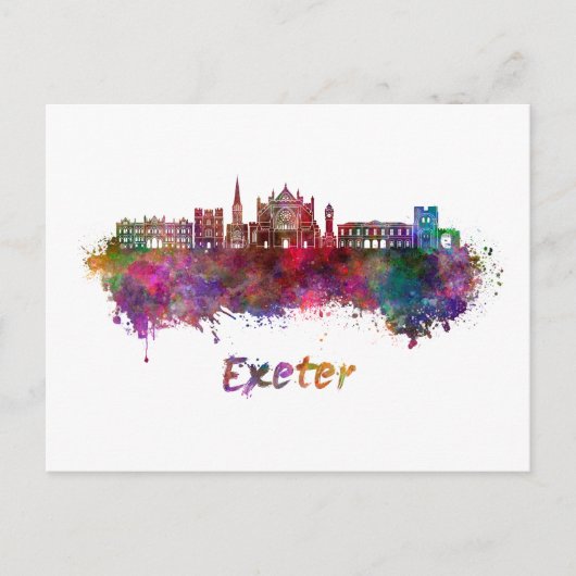 Exeter skyline in watercolor ポストカード (正面)