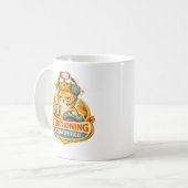 Exhausted Gamer Cat King Funny Coffee Gaming Art コーヒーマグカップ (正面左)