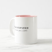 Exhaustipated Funny Definition Tired Life Custom ツートーンマグカップ (正面左)