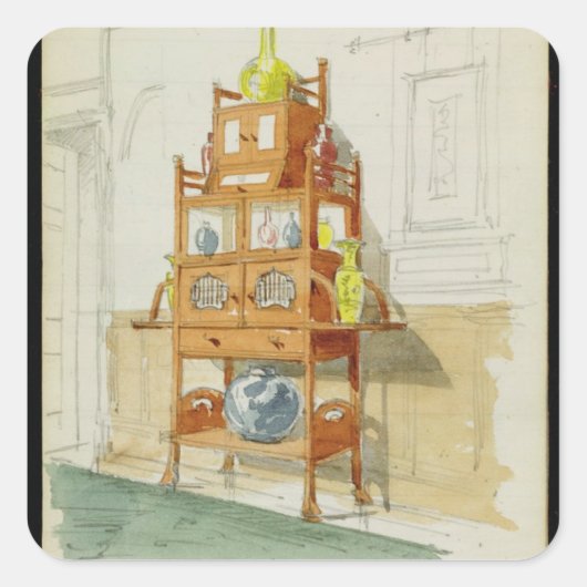 Exhibition Cabinet, c.1860s-70s (w/c & pencil on p スクエアシール (正面)