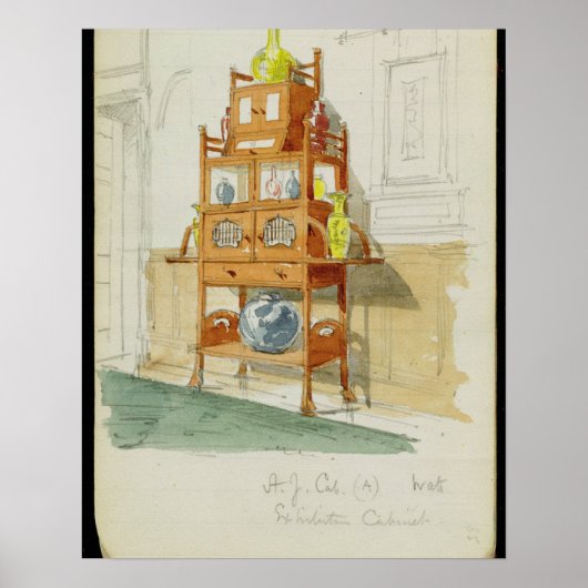 Exhibition Cabinet, c.1860s-70s (w/c & pencil on p ポスター (正面)