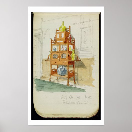 Exhibition Cabinet, c.1860s-70s (w/c & pencil on p ポスター (正面)