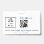 Exhibitor Name Badge QR Black White Custom Logo ID バッジ (裏面)
