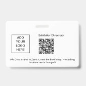Exhibitor Name Badge QR Black White Custom Logo ID バッジ (裏面)