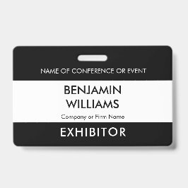 Exhibitor Name Badge QR Black White Logo ID Event バッジ