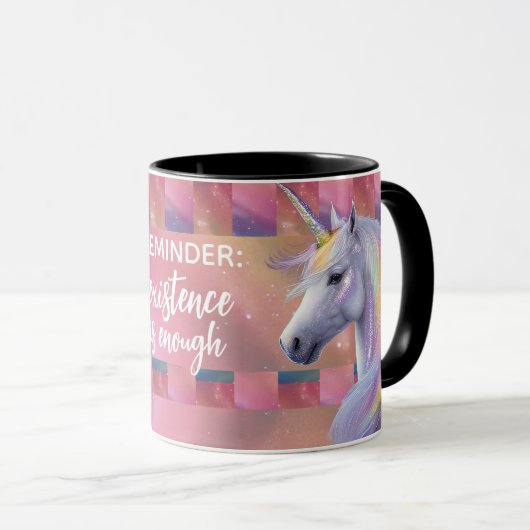Existence Is Enough Reminder Rainbow Unicorn マグカップ (正面右)