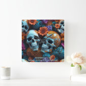 EXISTENTIONAL LITE Memento Mori Loversスカル スクエア壁時計 (ホーム)