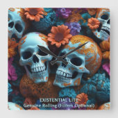 EXISTENTIONAL LITE Memento Mori Loversスカル スクエア壁時計 (正面)