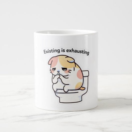 Existing Is Exhausting Funny Coffee Mug ジャンボコーヒーマグカップ (正面)