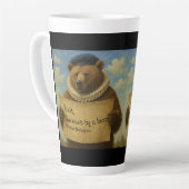 Exit, pursued by a bear Shakespeare quote bear カフェラテマグ (左アングル)